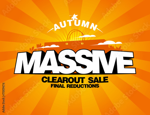 Massive autumn sale design with shopping bag.