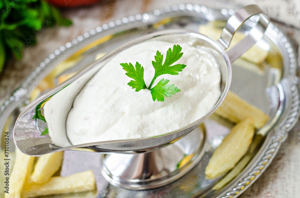 Garlic sauce for shawarma and fried potatoes Garlic sauce for shawarma and fried potatoes