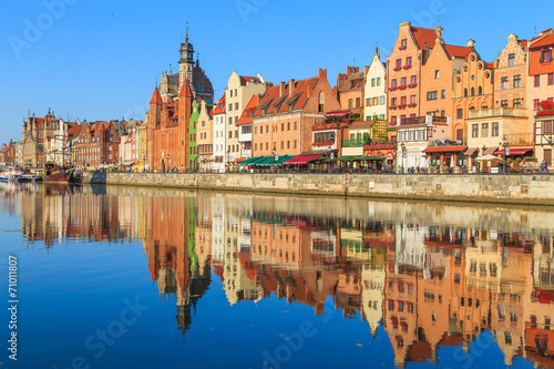 Harbor of Motlawa river with old town of Gdansk, Poland photo