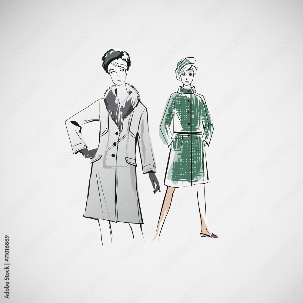 Vector sketch girls in fashion clothes eps Vector sketch girls in fashion clothes eps