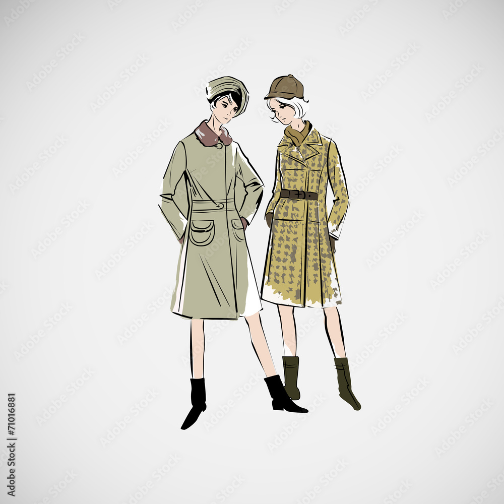 Vector sketch girls in fashion clothes eps Vector sketch girls in fashion clothes eps
