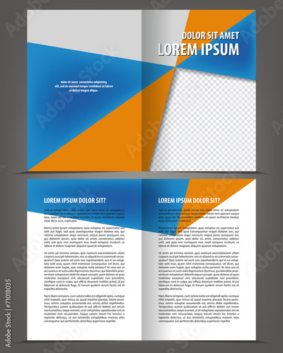 Vector empty bifold brochure print template blue design