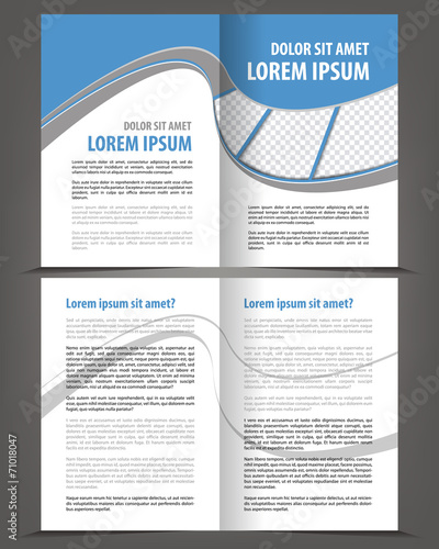 Vector empty bifold brochure print template blue design