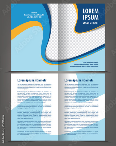 Vector empty bi-fold brochure print template design
