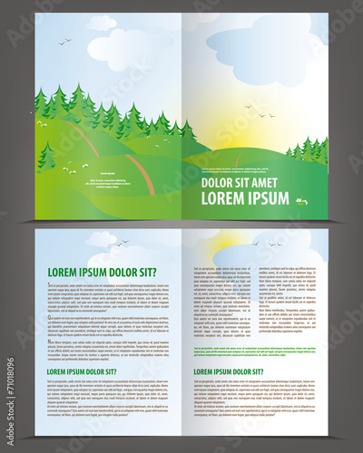 Vector empty bifold brochure print template cartoon design