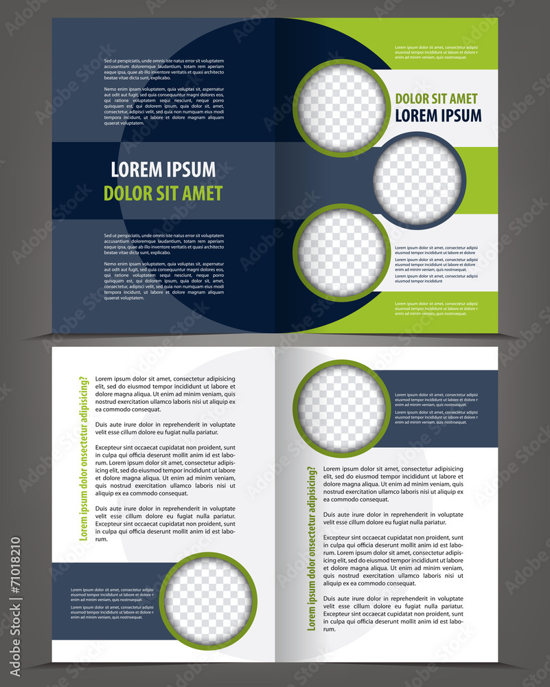 Vector empty bi-fold brochure print template design Vector empty bi-fold brochure print template design