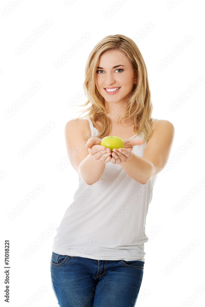 Woman with a green apple Woman with a green apple