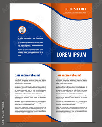 Vector empty bi-fold brochure print template design