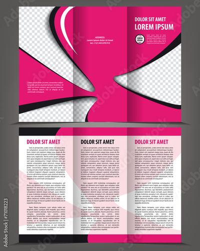 Trifold beauty pink brochure print template design