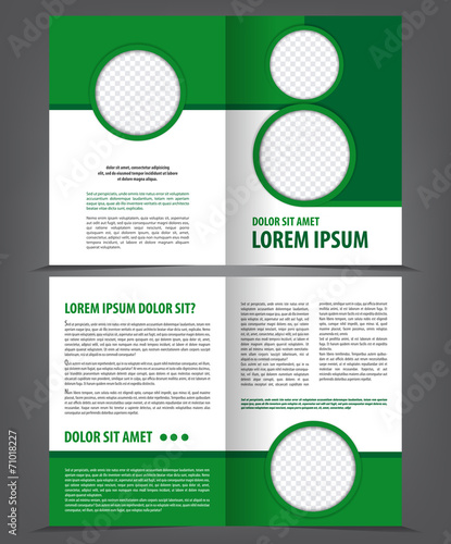 Vector empty bi-fold brochure print template design