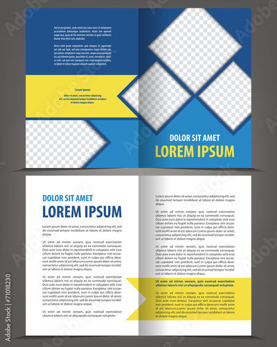 Vector empty bi-fold brochure print template design