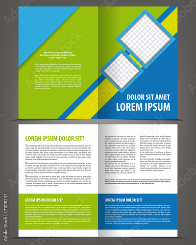 Vector empty bi-fold brochure print template design