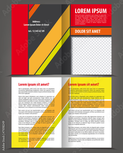 Vector empty bi-fold brochure print template design