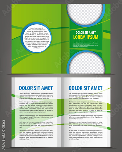 Vector empty bi-fold brochure print template green eco design