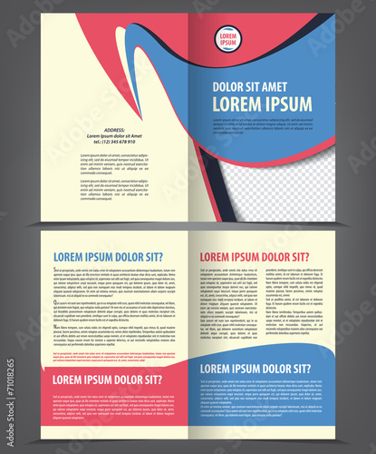 Vector empty bi-fold brochure print template design