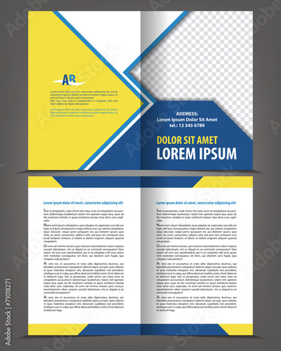 Vector empty bi-fold brochure print template design