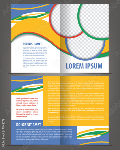Vector empty bi-fold brochure print template design