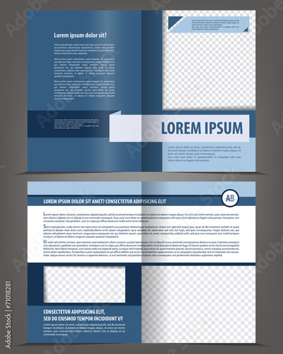 Vector empty bi-fold brochure print template design