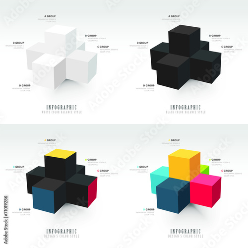 Vector template for infographic 4 styles