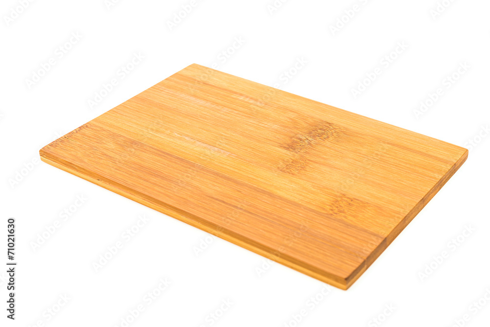 Wooden cutting board isolated on white background