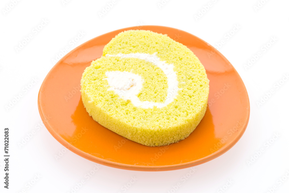 Jam roll cake isolated on white background Jam roll cake isolated on white background