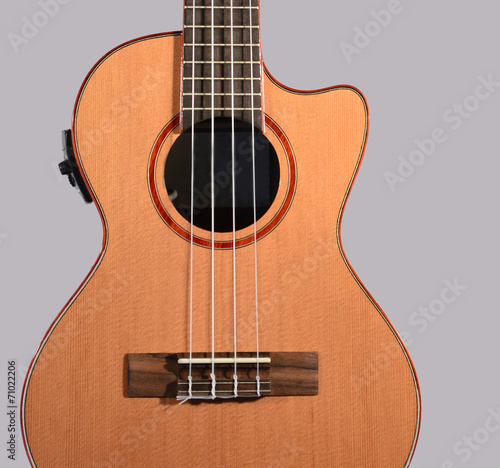 Ukulele body on black background