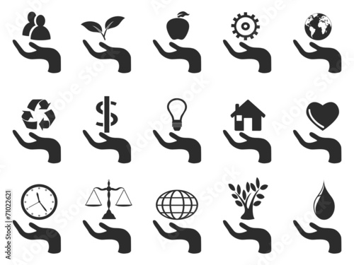hand concept icons set