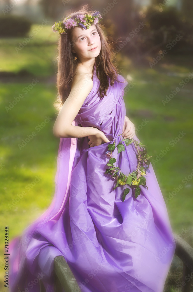 Beautiful girl with flower wreath Beautiful girl with flower wreath