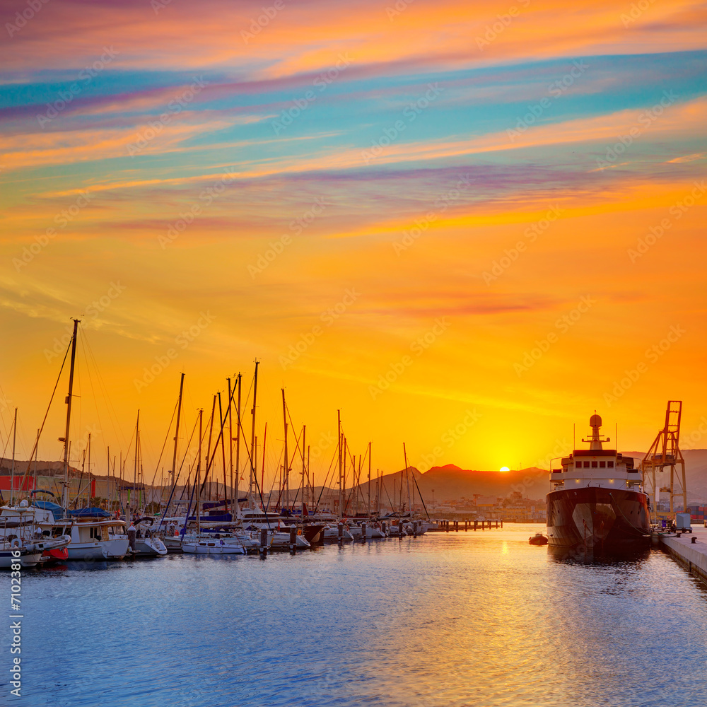 Cartagena Murcia port marina sunrise in Spain