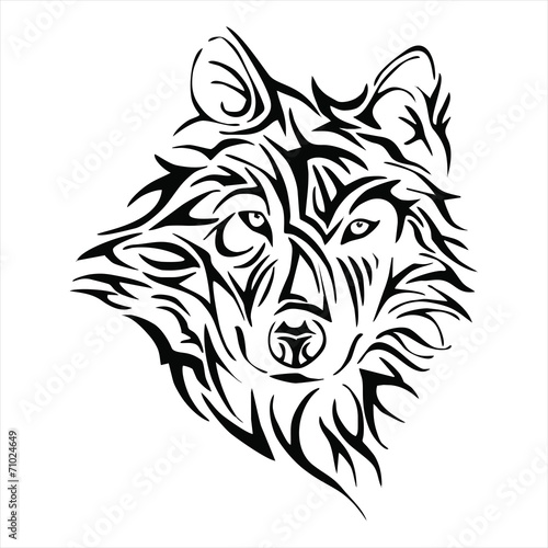 Wolf head tattoo tribe vector