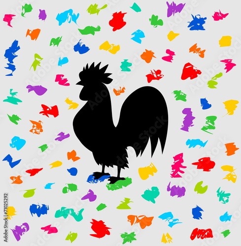 a rooster of festival under a barrage of color