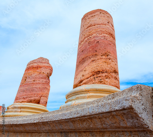 Columns in Cartagena Roman Amphitheater Spain photo