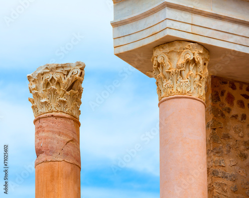 Columns in Cartagena Roman Amphitheater Spain photo