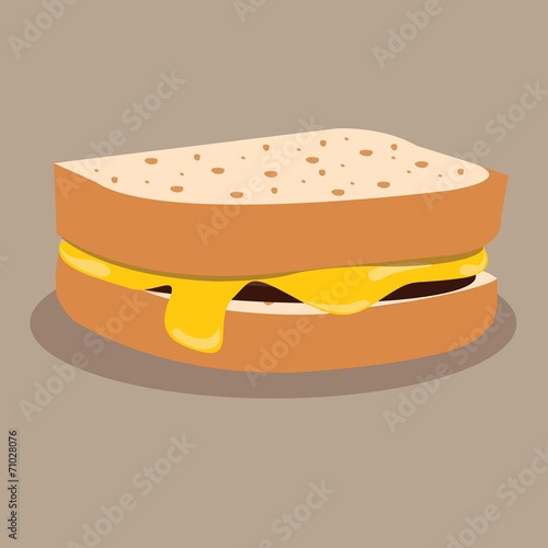 bread with melted cheese. vector illustration