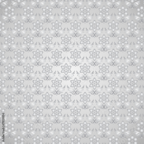 Silver Damask Flower Pattern on Pastel Background