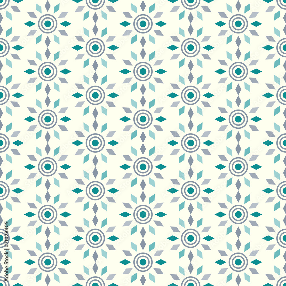 Turquoise Abstract Circle and Rhomboid Pattern on Pastel Backgro