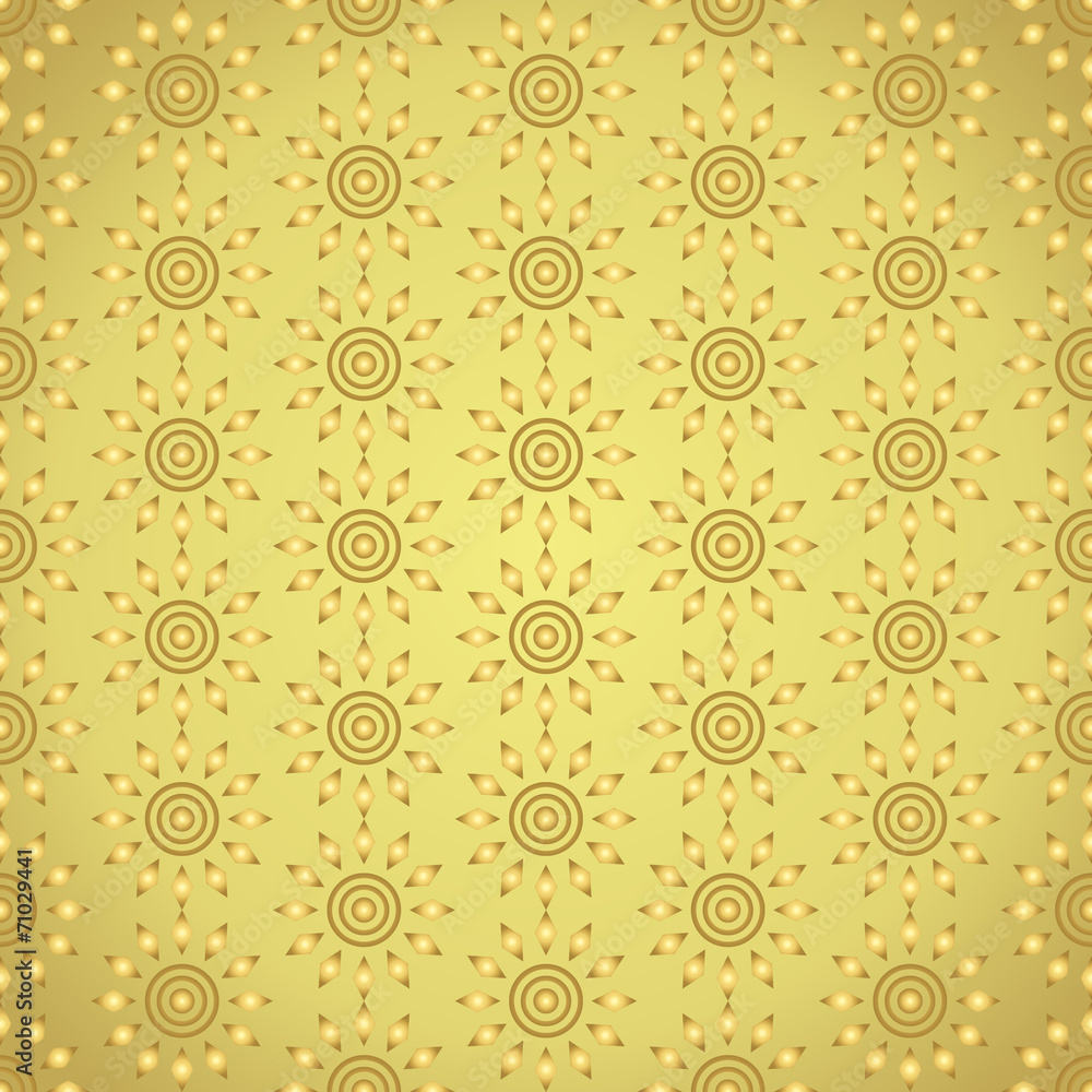Gold Abstract Circle and Rhomboid Pattern on Pastel Background