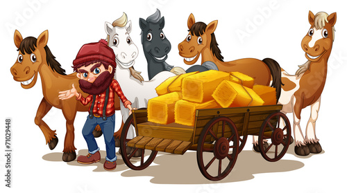 Farmer and horses
