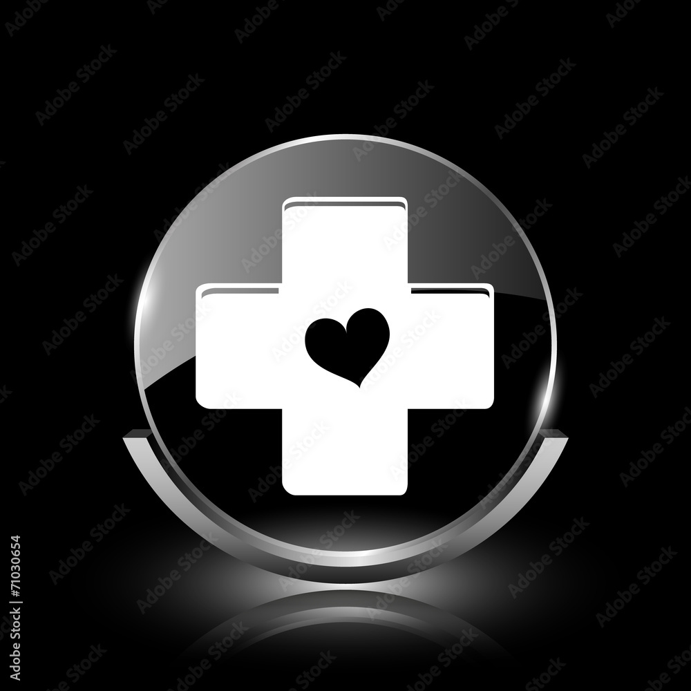 Cross with heart icon Cross with heart icon