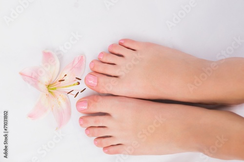Womans feet after a pedicure