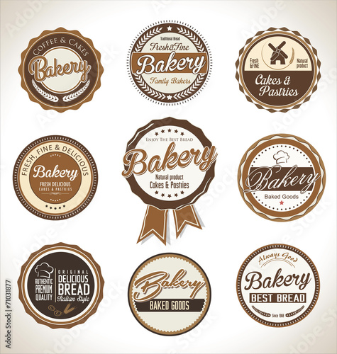 Bakery retro labels collection