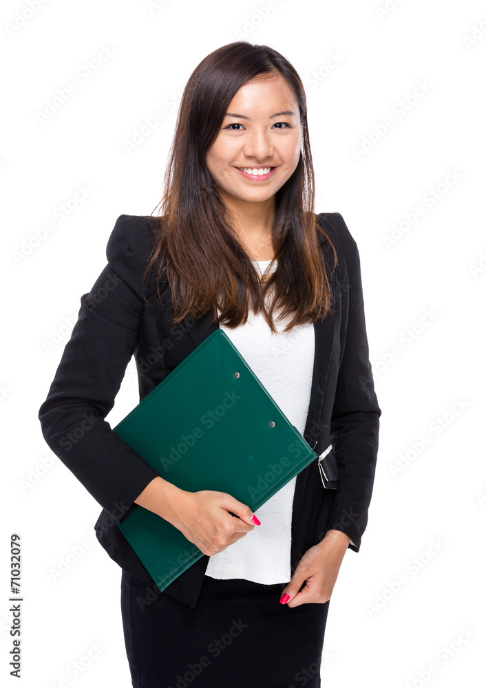 Obraz premium Asian business secretary with clipboard