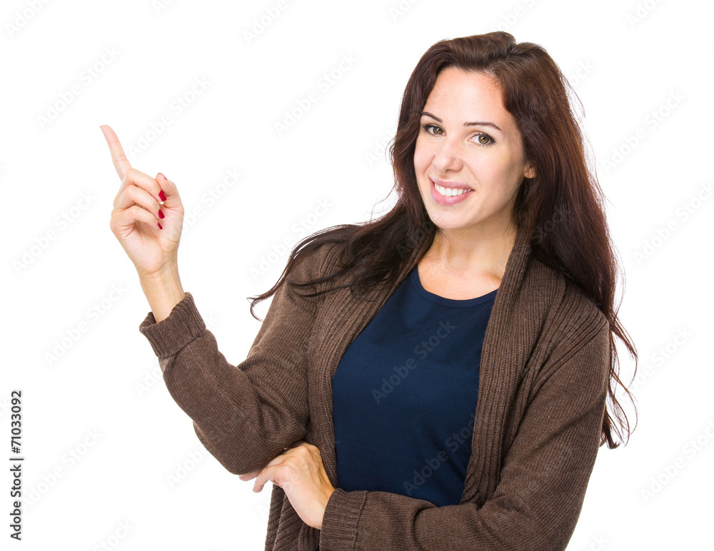Woman with finger point up Woman with finger point up
