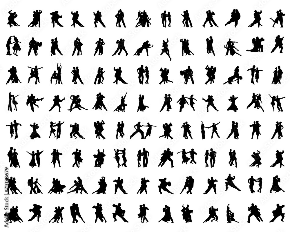 Black silhouettes of tango players, vector Black silhouettes of tango players, vector