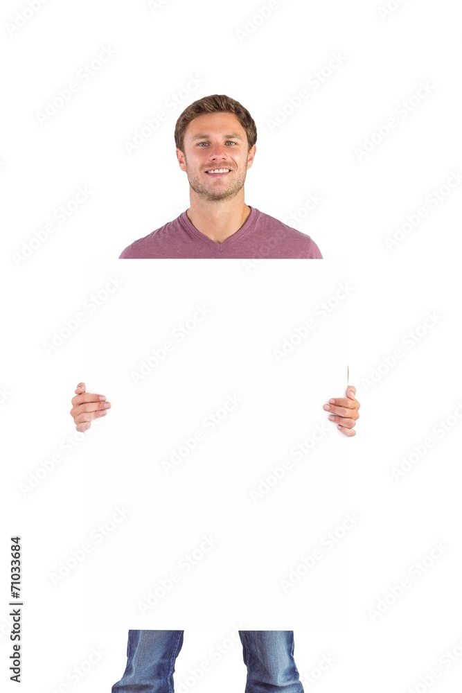 Man holding up a sign Man holding up a sign