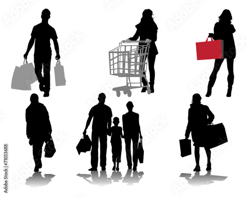 Black silhouettes of shopping, vector
