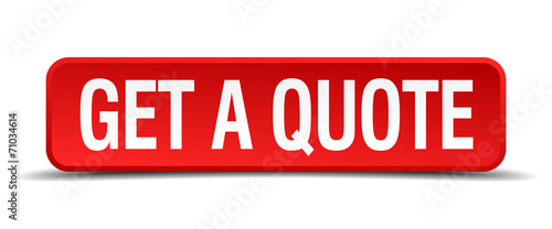 get a quote red 3d square button on white background