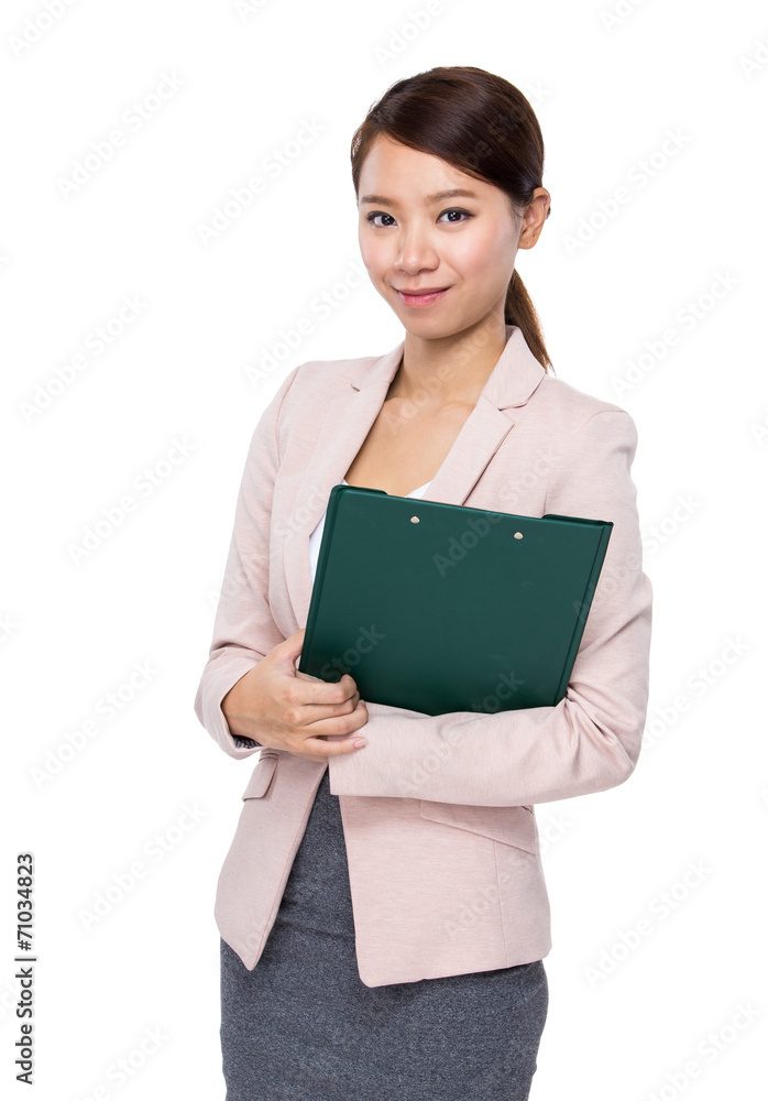 Businesswoman with clipboard