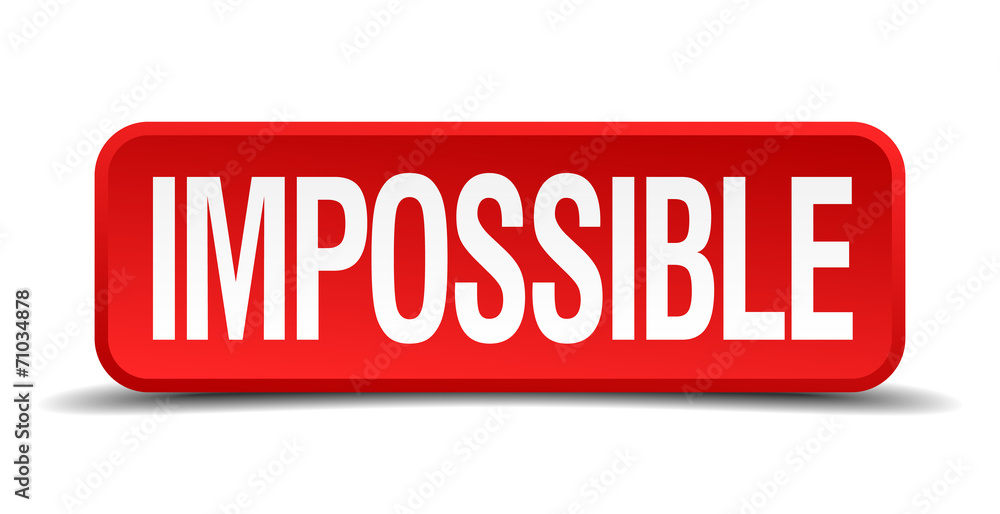Impossible red 3d square button on white background Impossible red 3d square button on white background