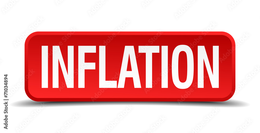 Inflation red 3d square button on white background Inflation red 3d square button on white background